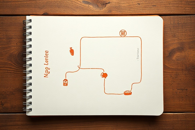 A visual diagram showing an optimized, single-line route through a grocery store to minimize backtracking.