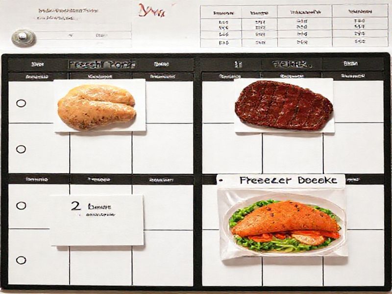 Weekly meal planning board demonstrating 2+1 strategy with visual organization