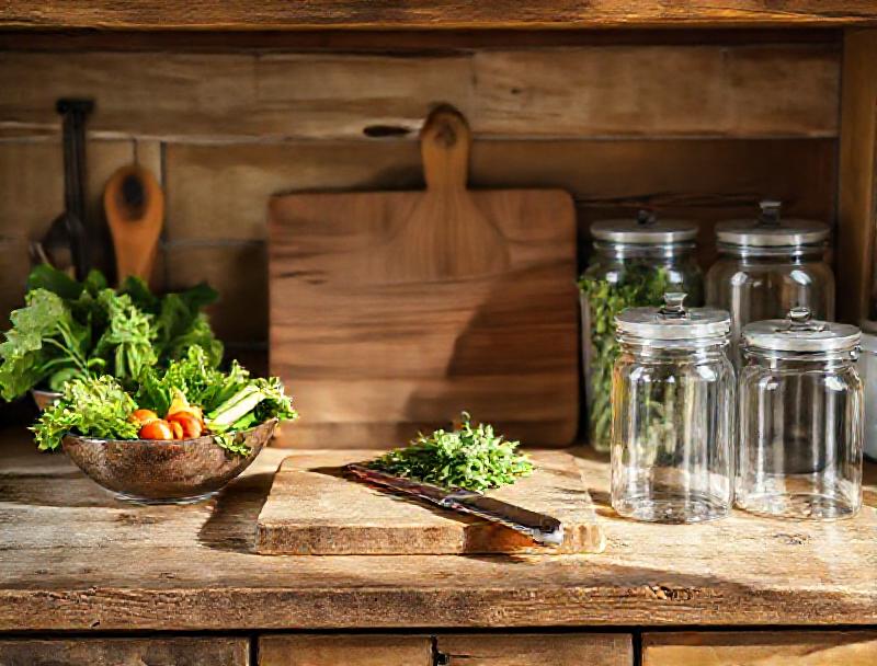 Kitchen counter organized into distinct micro-zones for prepping, cutting, and storing food to reduce clutter.