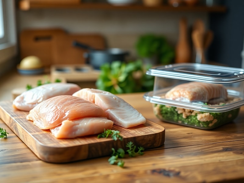 The MealSolved 2+1 strategy visualized: two fresh proteins and one freezer meal component for flexible planning.