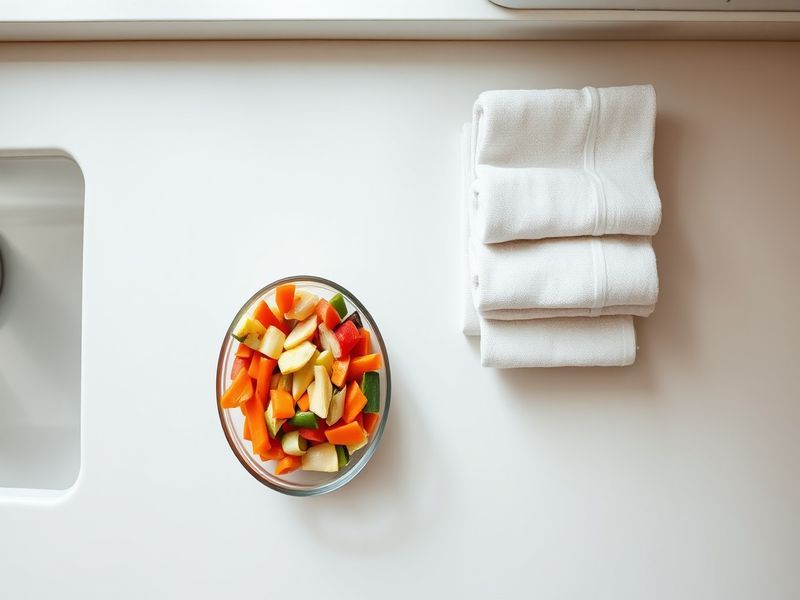 A kitchen counter with vegetable scraps ready for compost, representing Lean Six Sigma waste reduction