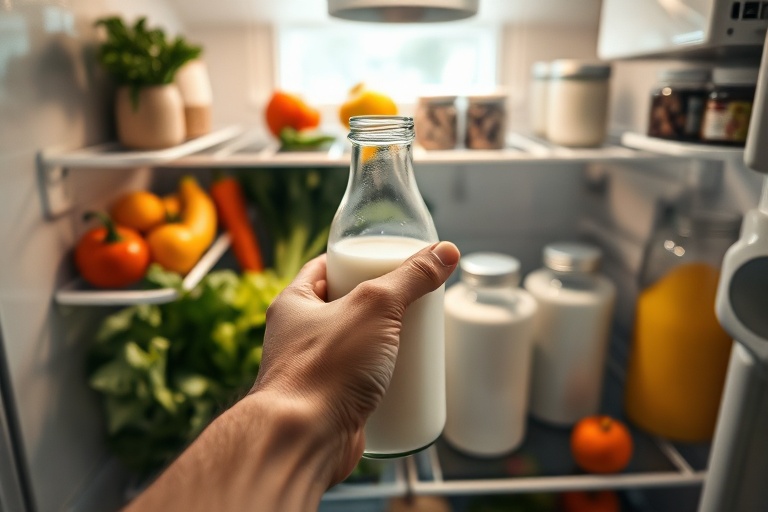 Open refrigerator with fresh food and unmarked containers illustrating consumer uncertainty around food date labels