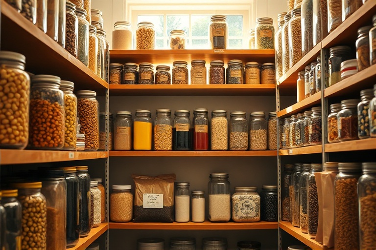 A well-organized home pantry shelf using FIFO principles, transforming the kitchen into a miniature, efficient warehouse.