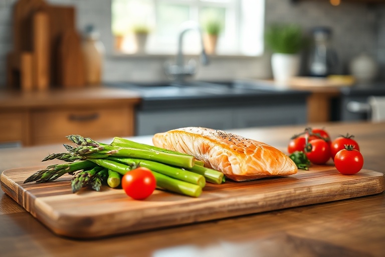 A minimal, fresh portion of ingredients for one meal, illustrating the Just-In-Time inventory principle.
