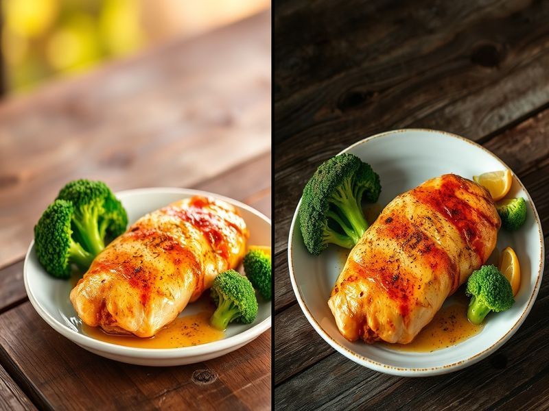 Visual comparison of a fresh-cooked meal versus one degraded over time, illustrating flavor fatigue thermodynamics.