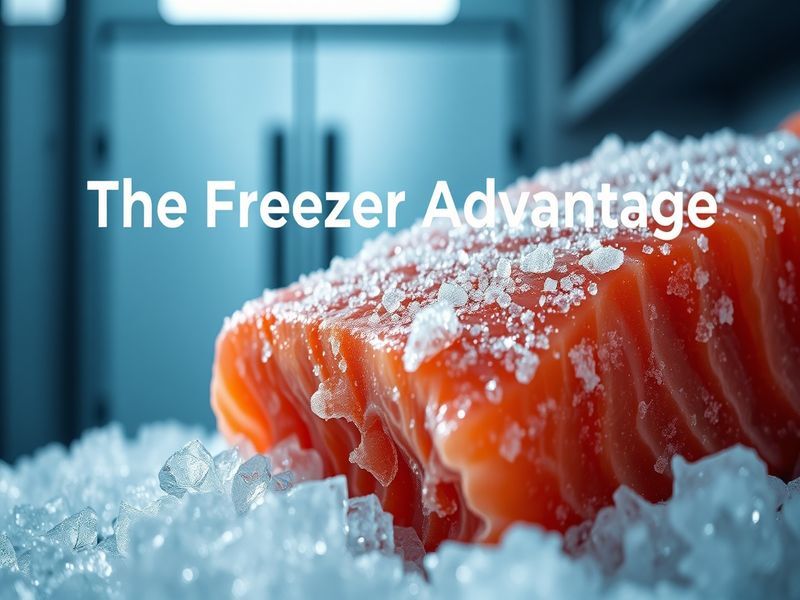 Close-up of flash-frozen food showing preserved texture and color, highlighting the thermal advantage of freezing.