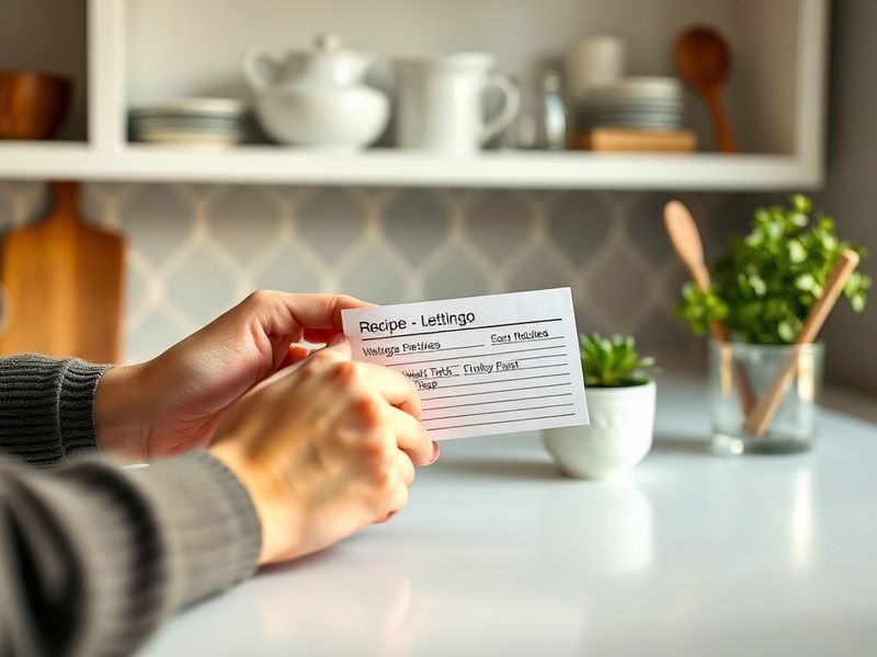 Hands putting down a recipe card on a kitchen counter, symbolizing the end of decision fatigue and the reclaiming of cognitive quiet.