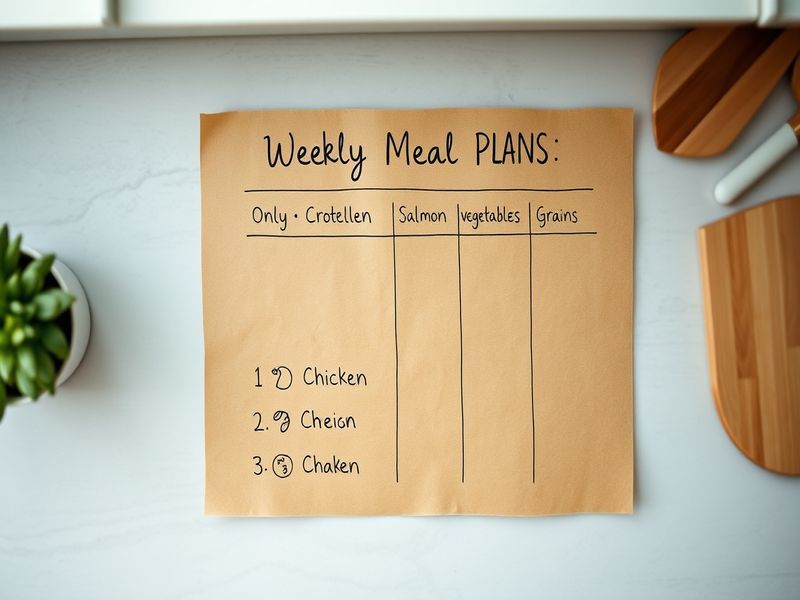 Simple weekly meal plan focusing on two core proteins, demonstrating structured choice to reduce decision paralysis.