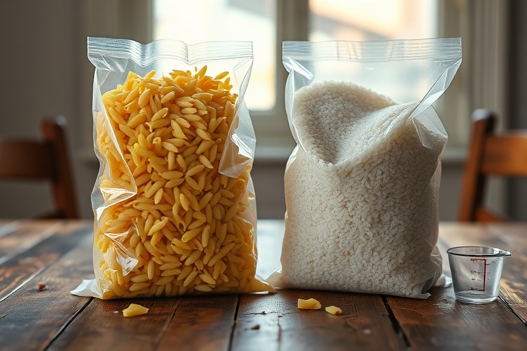 Comparison of a full and a half-empty package showing silent downsizing of product quantity.