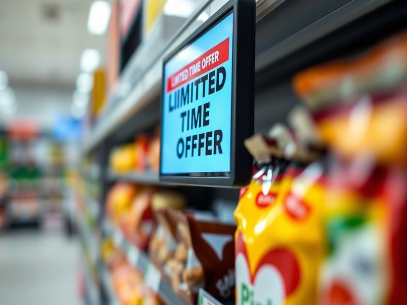 Close-up of a digital Electronic Shelf Label showing a 
