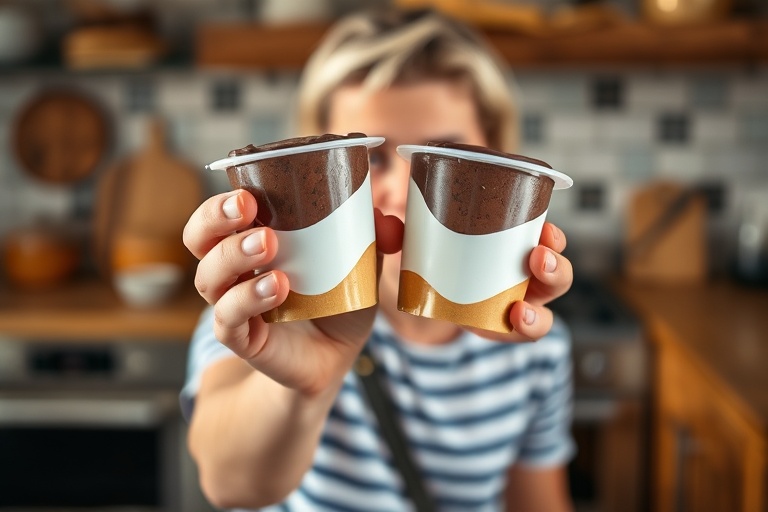 Person comparing two deceptively packaged items of different sizes, highlighting the psychological trick.