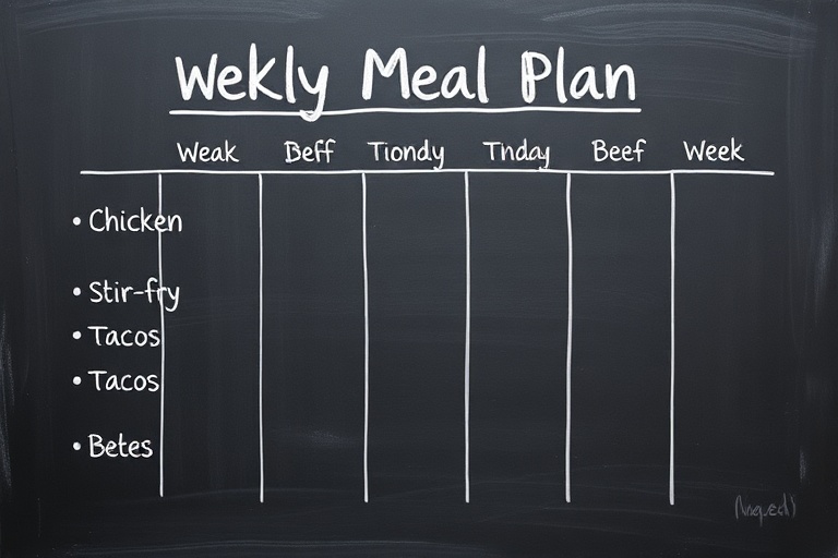 A simple weekly meal plan focused on two core proteins, chicken and beef, to reduce decisions.