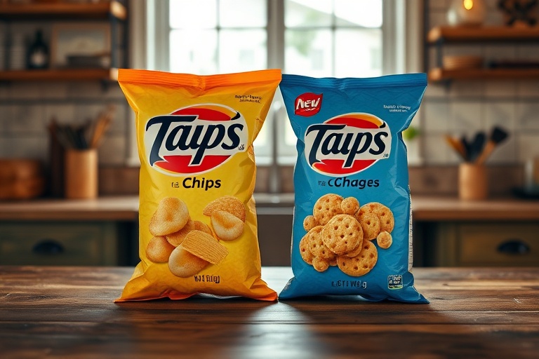 Two similar food packages side-by-side, one visibly smaller than the other, demonstrating shrinkflation.